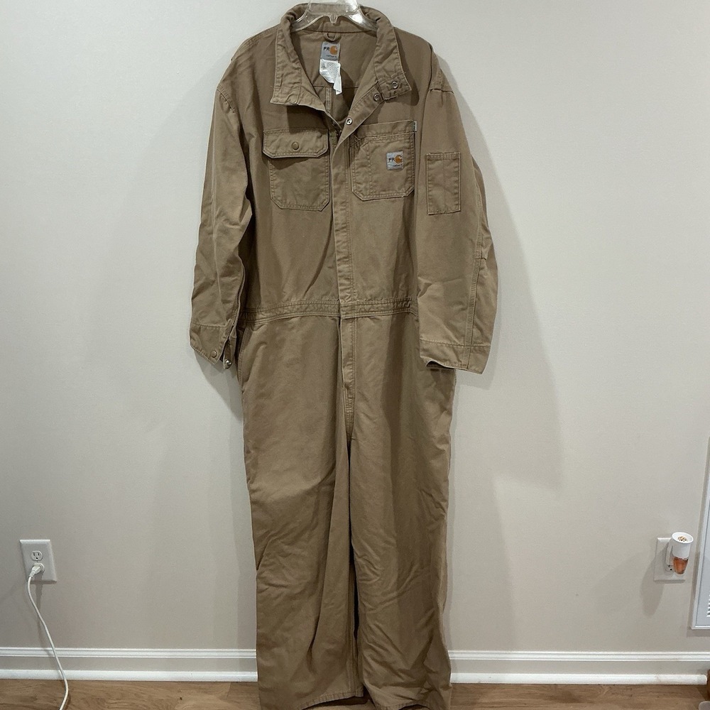 Carhartt FR Flame Resistant Men's Tan Canvas Coveralls Size 56 Regular Workwear